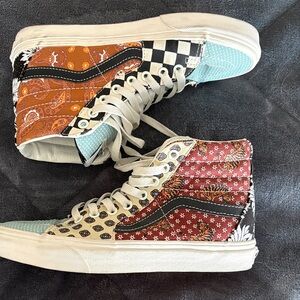 Vans Patchwork High-Top Sneakers - Red, Blue, Black